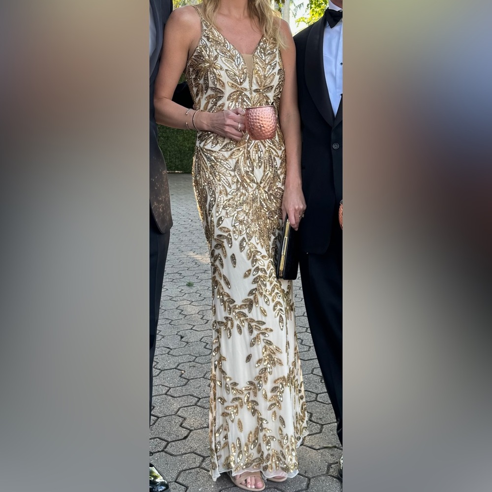 Mac Duggal Gold Sequin Trumpet Gown